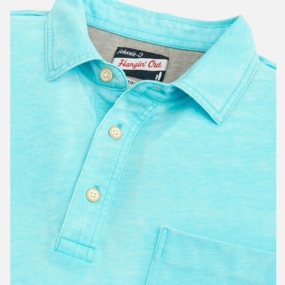 JOHNNIE-O MEDIUM HANGIN'OUT THE LOCAL POLO Short Sleeve Shirt MONTEGO Blue NWT - Picture 8 of 8